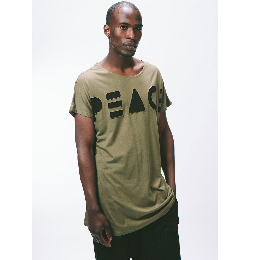 LONGLINE SINGLE PANEL TEE [PEACE CUTOUT] - PEACE FITS